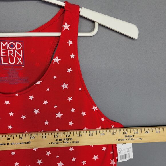 Modern Lux Romper Shorts Womens XL Red White Stars Sleeveless Drawstring Waist - Picture 6 of 11